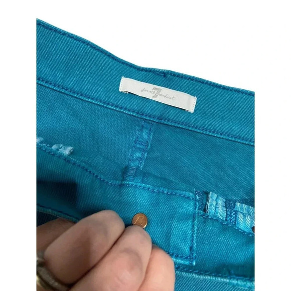 NWT 7 For All Mankind Teal Denim Cur Off Shorts-sz 26 - Picture 7 of 7
